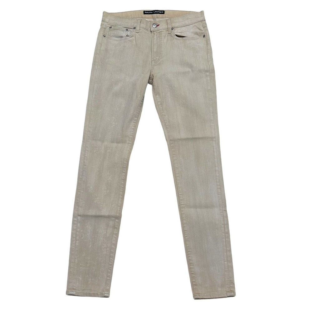 Ralph Lauren Black Label 105 Jeans Women 31 Tan Cigarette Cream Skinny Denim